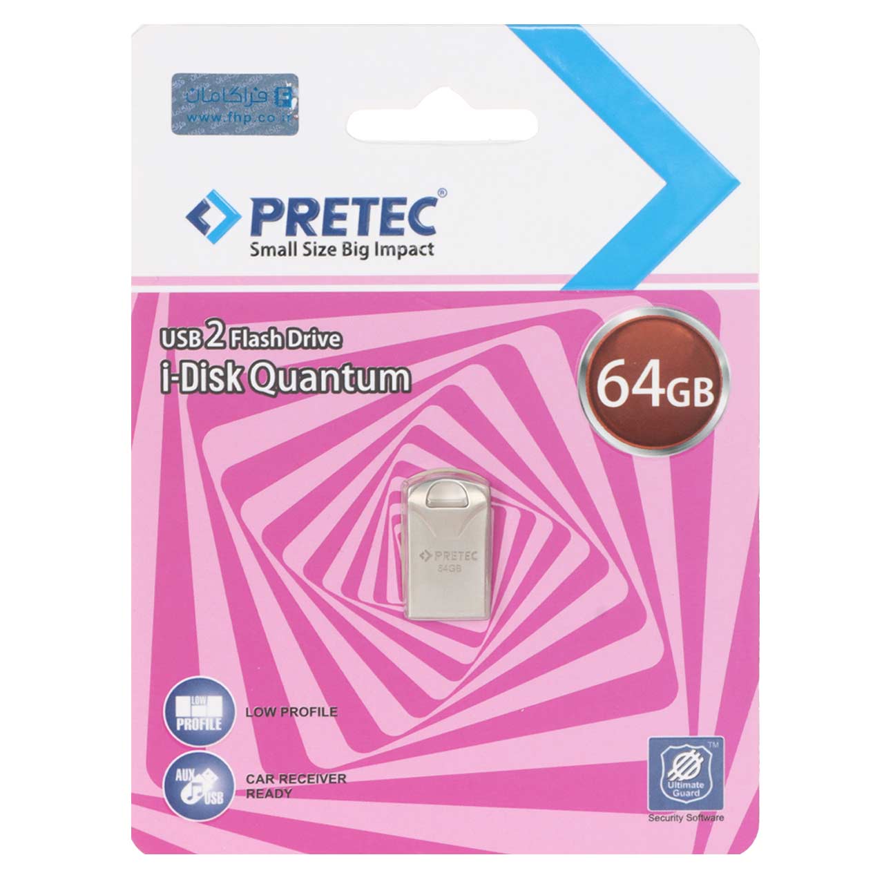 Pretec i-Disk Quantum USB 2.0 Flash Memory - 64GB - نقره ای (گارانتی فراگامان)